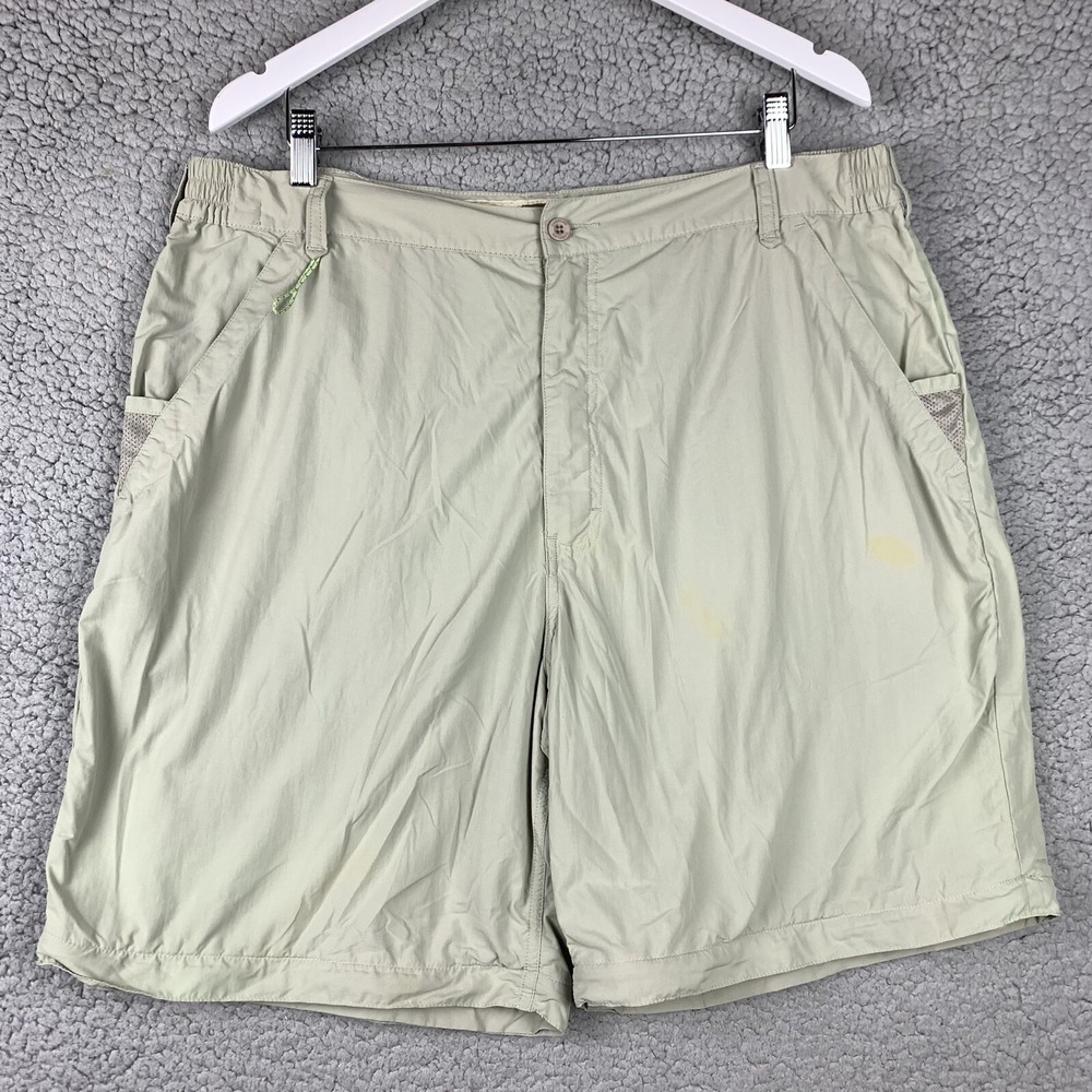Cabelas Mens Guidewear Shorts XL Hiking Technical GXII Beige Fishing STAINS READ